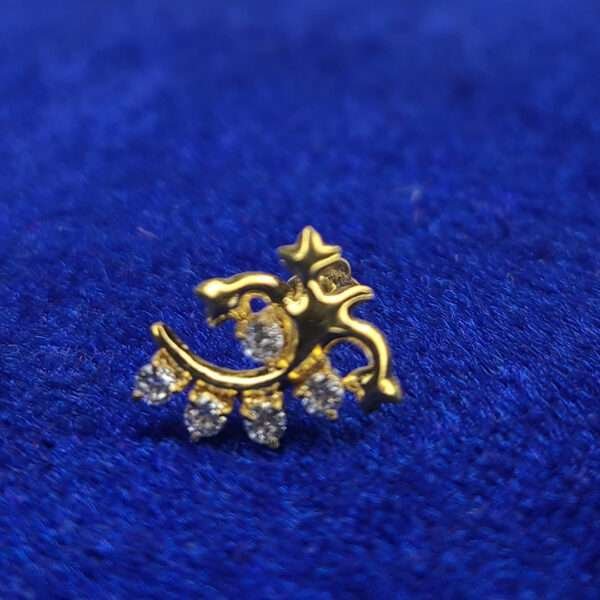 5 Stone Stylish Gold Nosepin - Image 2